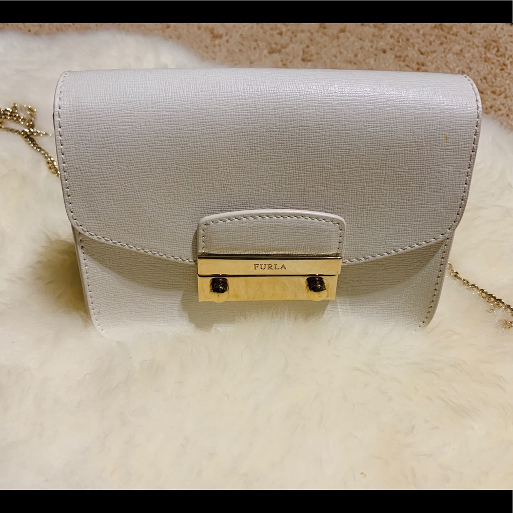 Furla Julia mini white leather corssbody bag